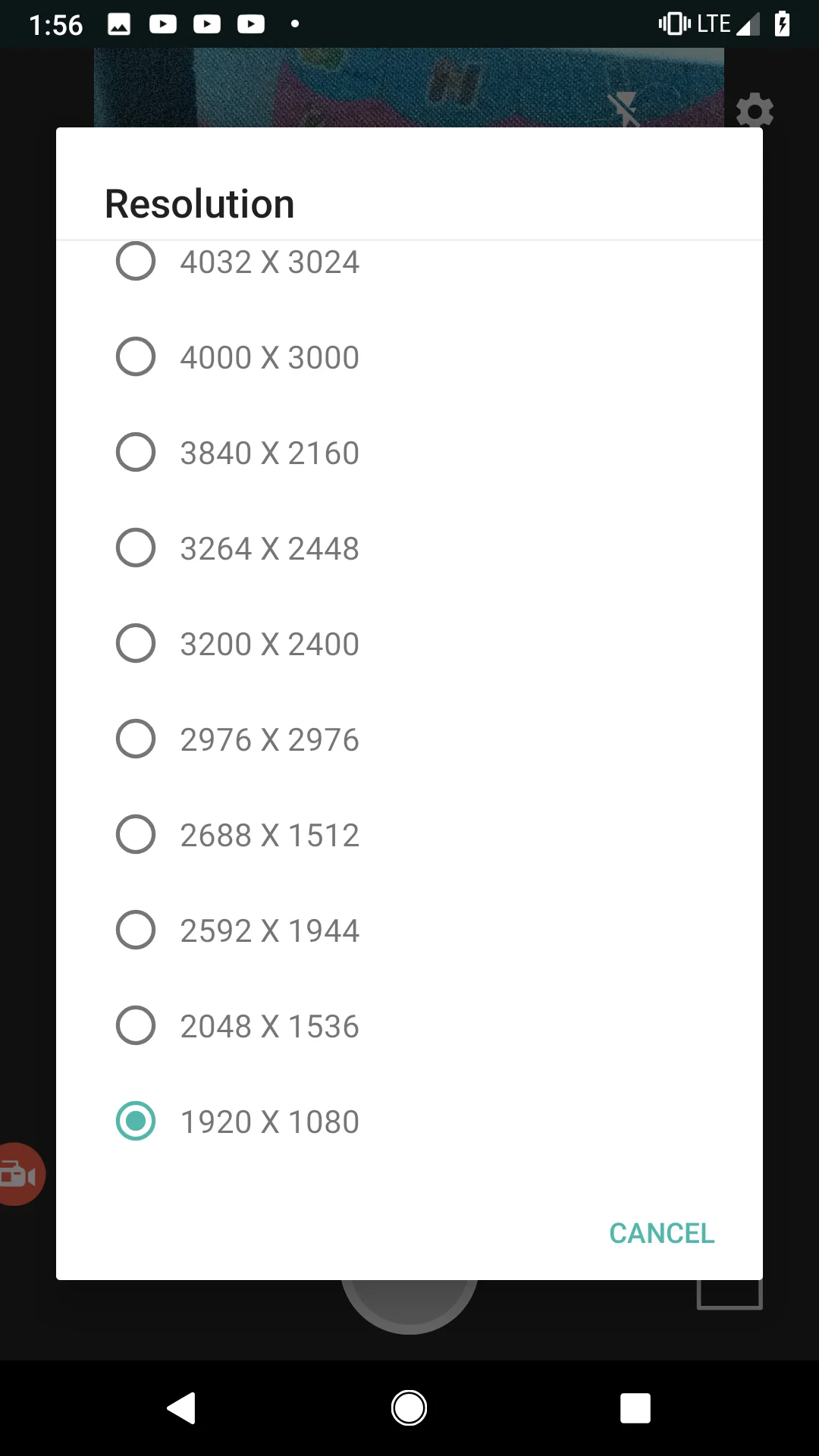 set a lowest resolution scan in the camera screen