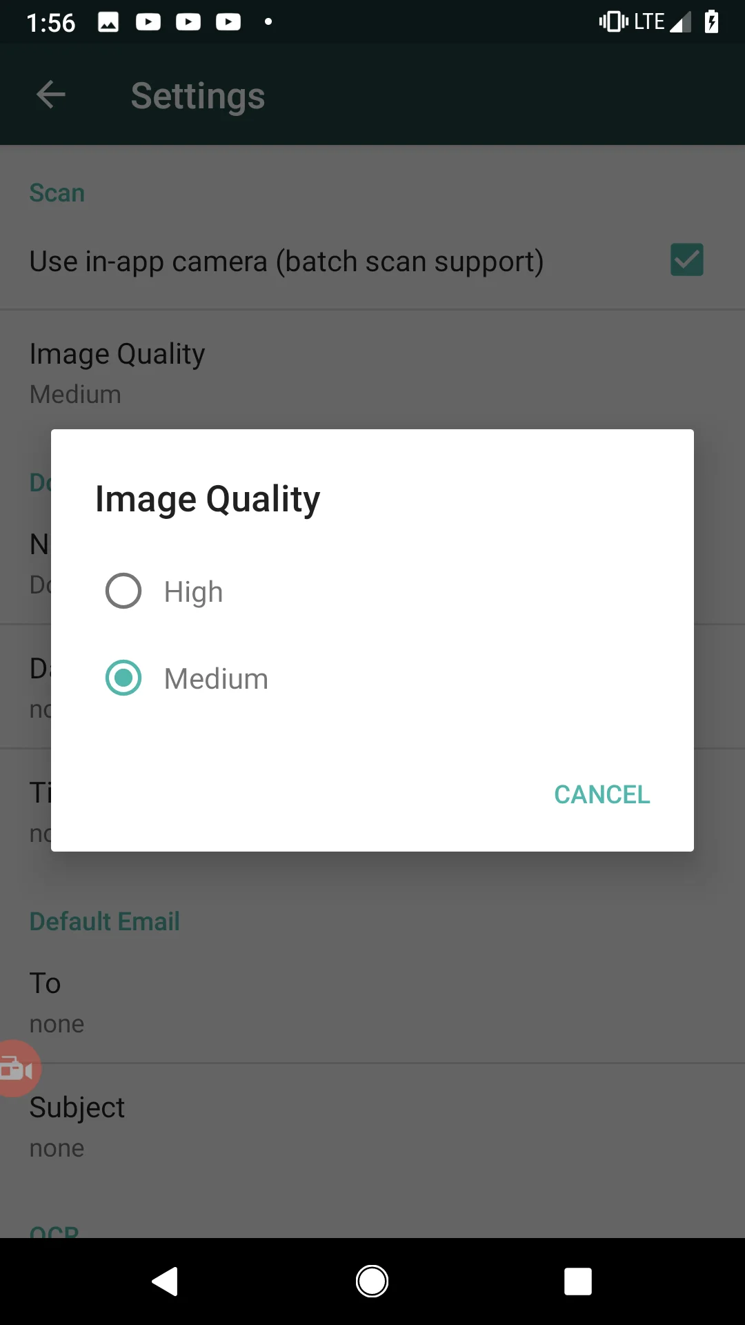set a images quality to medium in a settings screen